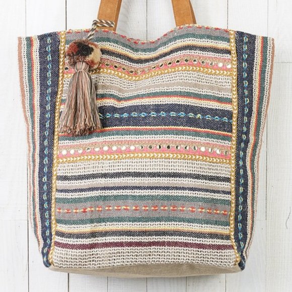 Striped Jute Shopper Bag - Picture 2 of 3
